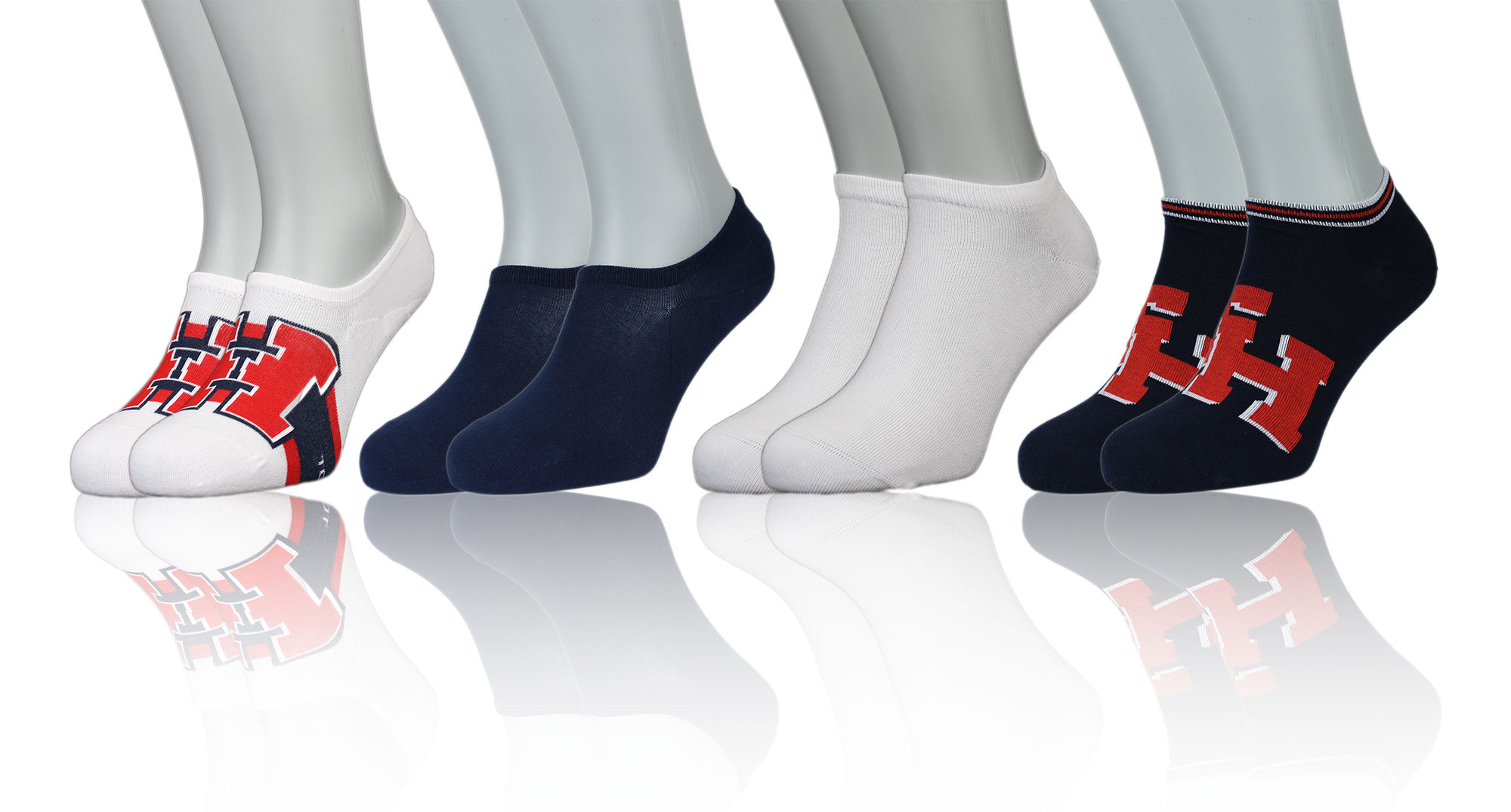 4 Paar Tommy Hilfiger Herren Logo Sneaker Socken Füßlinge Kurzsocken Farbwahl 